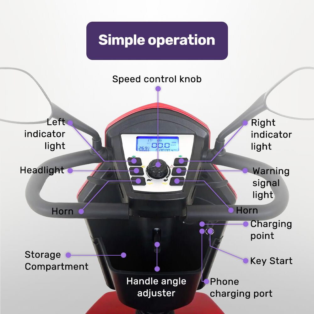 Ultra Large Heavy Duty Mobility Scooter, 200kg Capacity, 55km Range - Red