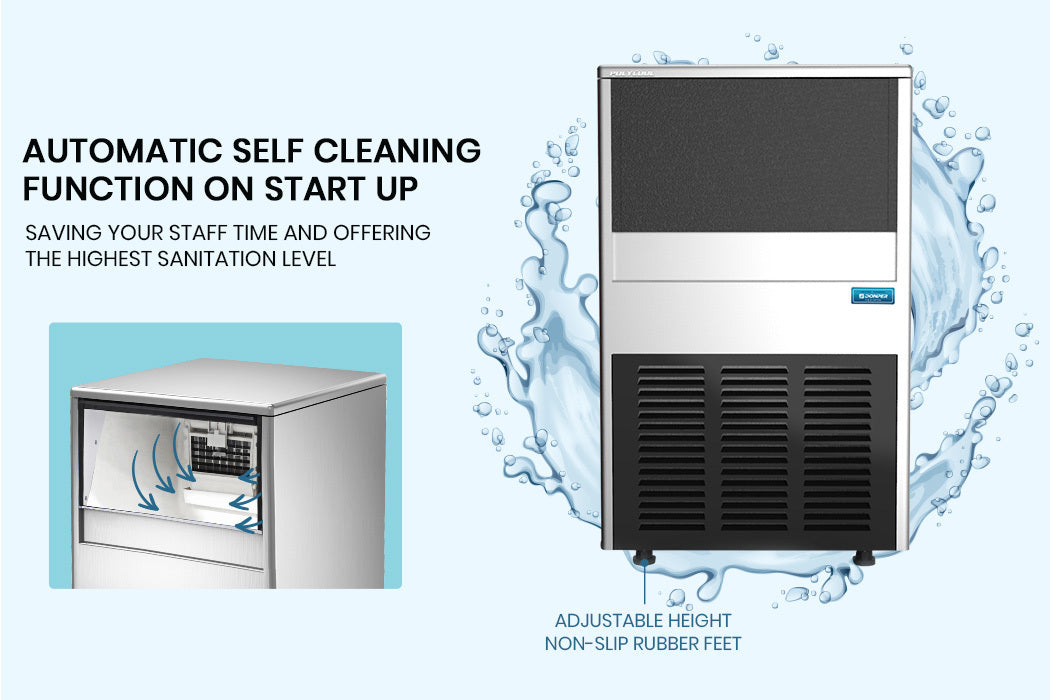 Commercial Ice Maker with 60kg/24hr Capacity and Donper Compressor, 0.82m Height