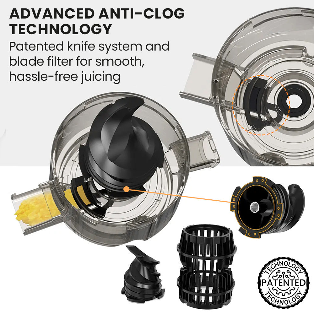 Cold Press Juicer, 0.082m Chute, 200W, Anti-Clog, Quiet Operation, Easy Clean