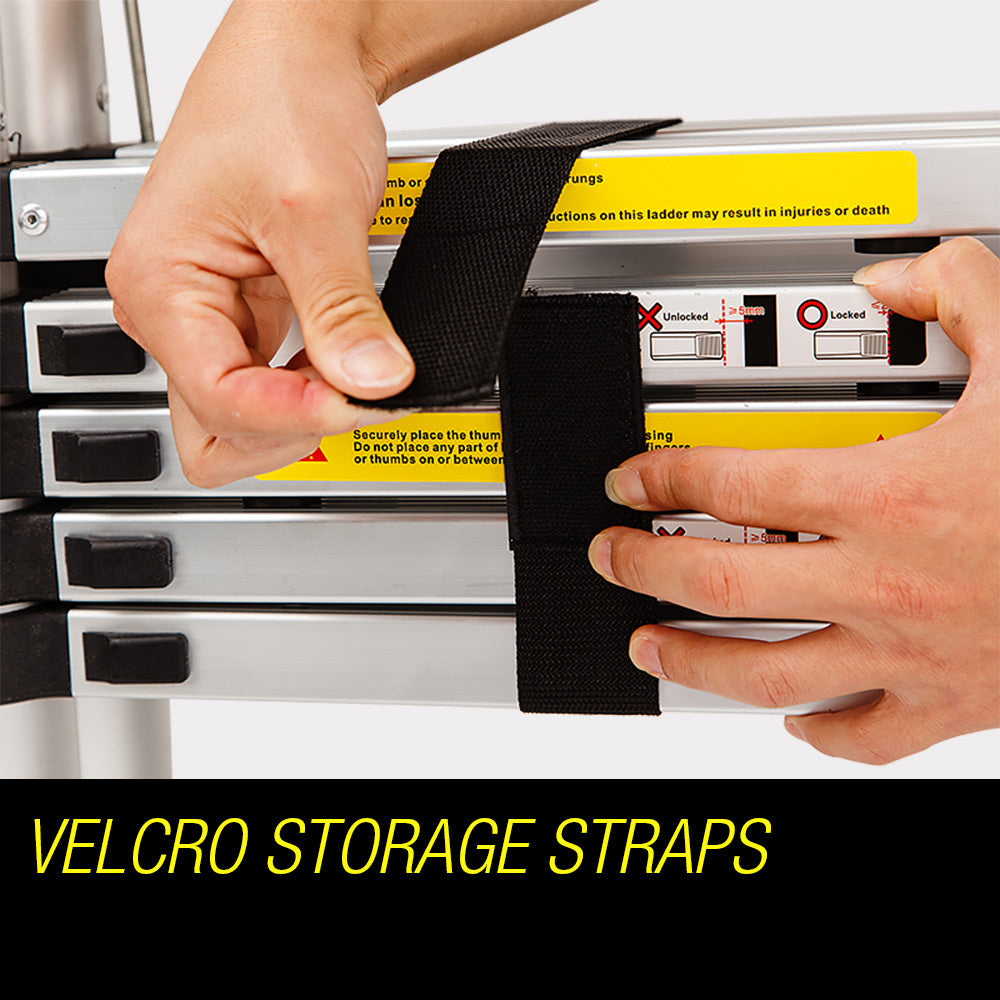 4.43m Aluminum Telescopic Folding Ladder with 120kg Capacity and Safety Features