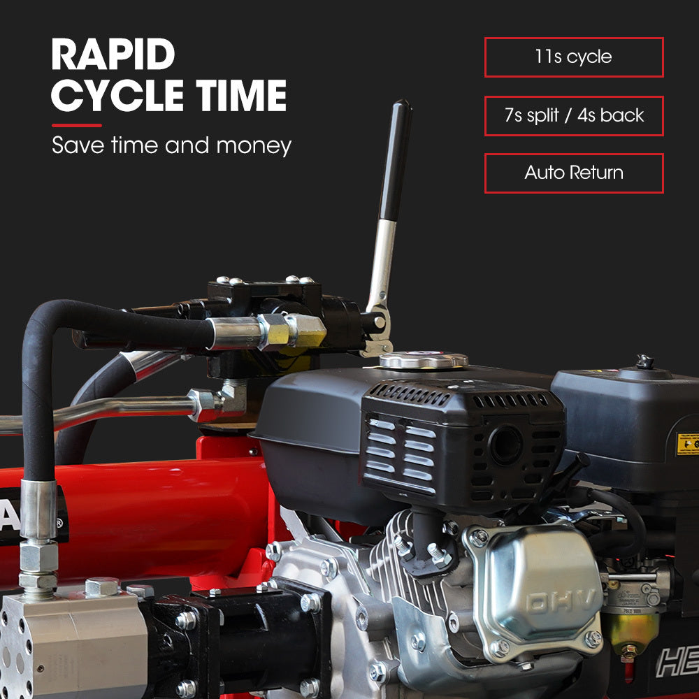 20 Tonne Petrol Hydraulic Log Splitter with 0.54m Capacity and 7s Cycle Time