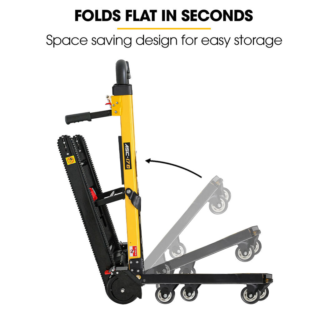 Electric Stair Climbing Hand Truck 159kg Load, Foldable Motorised Dolly Cart for Moving Furniture Appliances Equipment