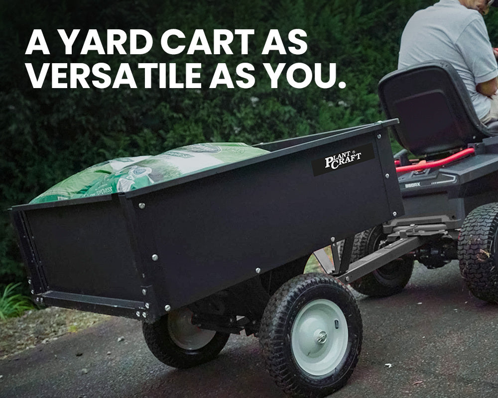 270kg Capacity Metal Dump Cart for Ride-on Mowers with 16x4 Pneumatic Tyres