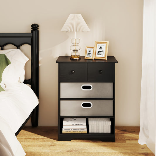 4-Drawer Dresser Modern Chest Storage Organizer Multifunctional Freestanding Nightstand-Black