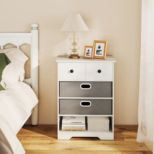 4-Drawer Dresser Modern Chest Storage Organizer Multifunctional Freestanding Nightstand-White