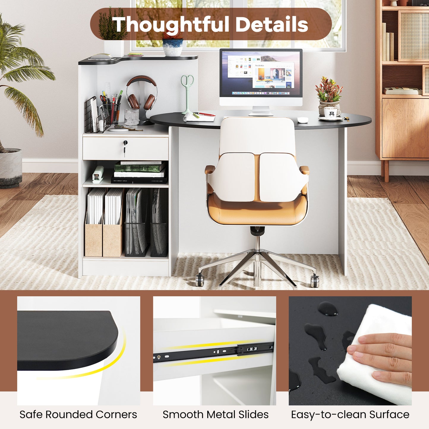 Modern Reception Desk Front Counter Desk Retail Register Stand -Black