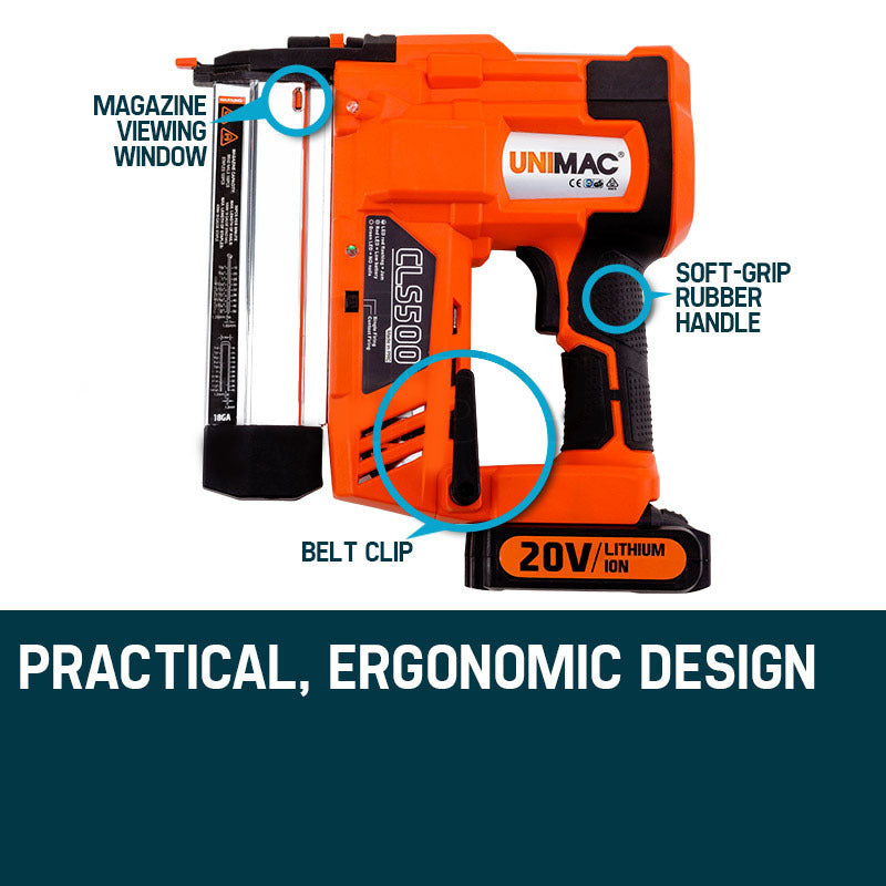 Cordless 20V 2-in-1 Brad Nailer and Stapler with 0.15-0.5m Fasteners