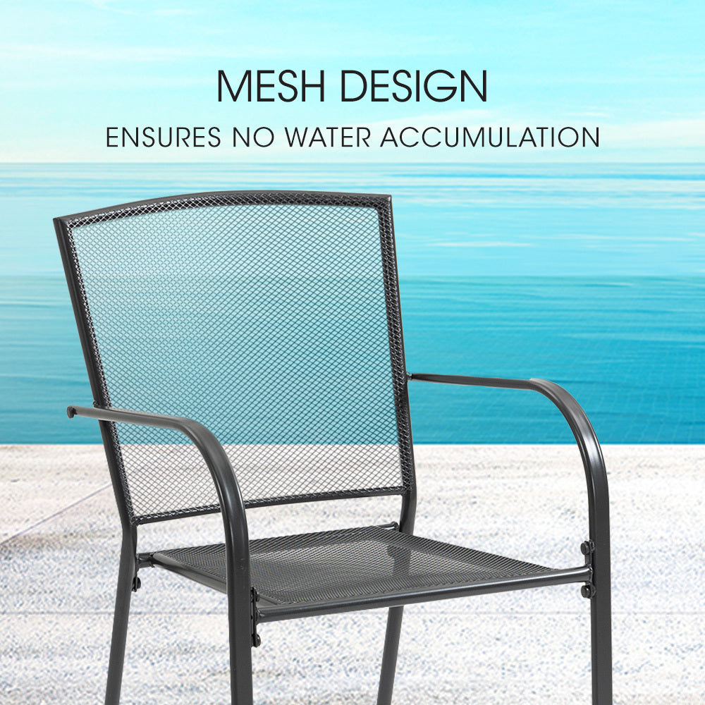 2-Piece Outdoor Dining Chair Set with E-Coating and Stackable Design