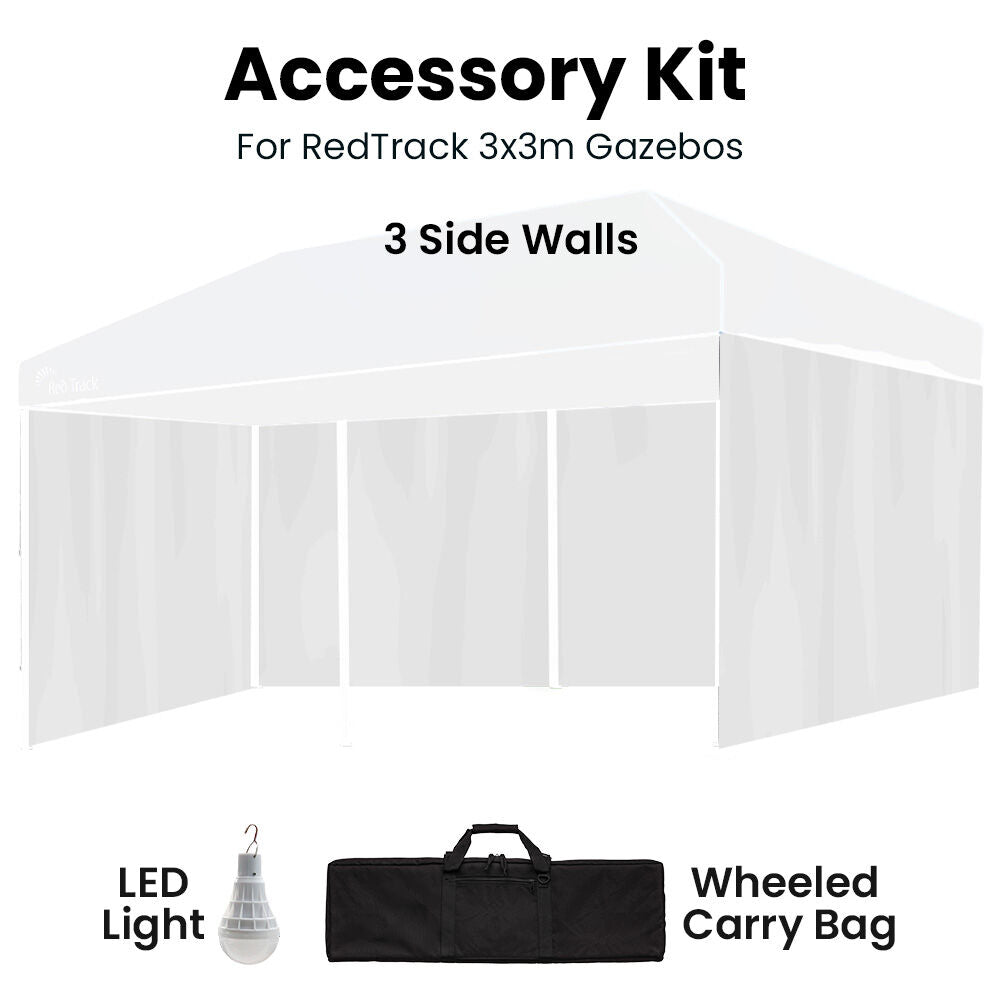 6x3m Gazebo Accessory Pack with Walls, Wheeled Bag, and USB LED Light