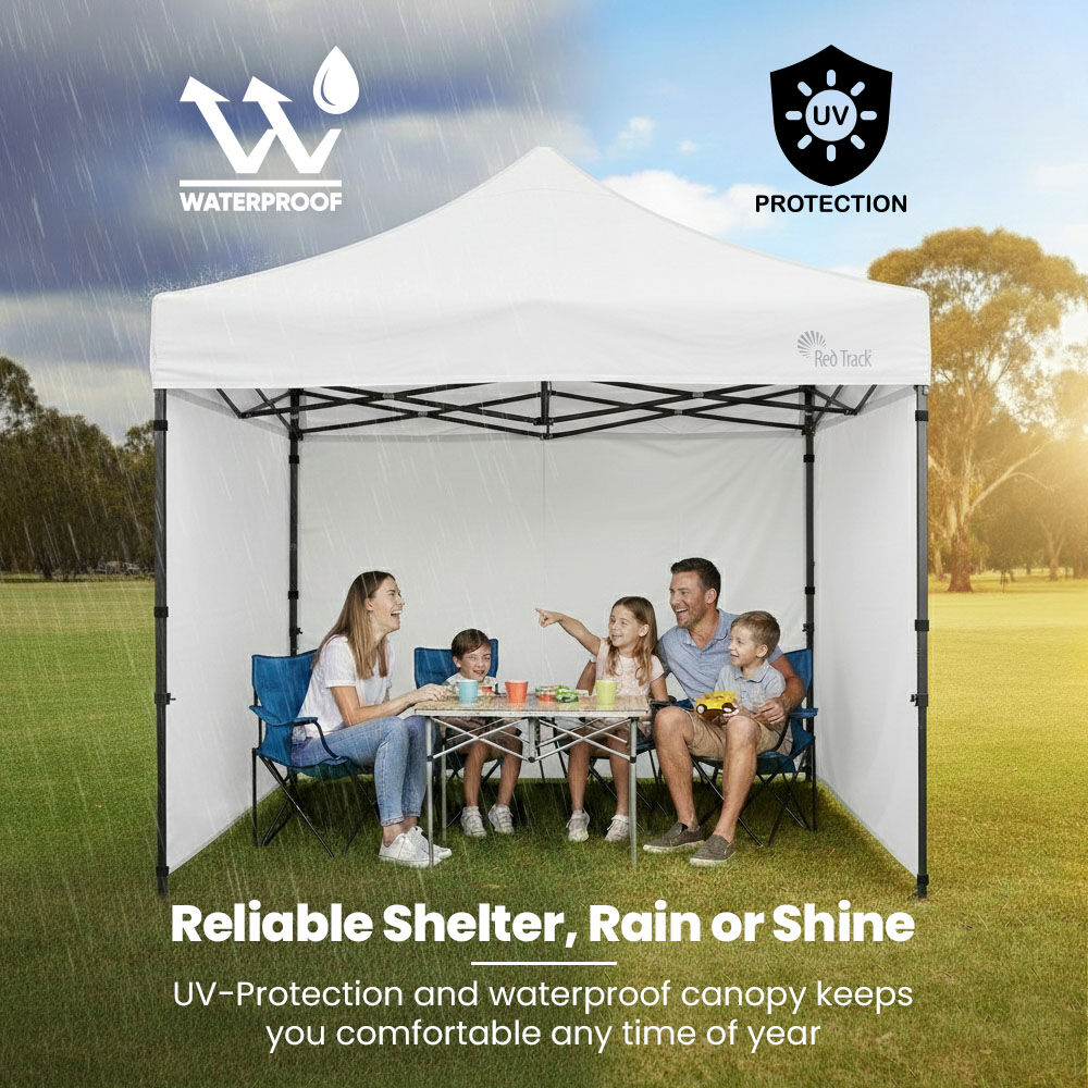 3x3m Premium Pop Up Gazebo Marquee, Patented Steel Cable Canopy Support System, Wheeled Carry Bag, Side Walls, UV Block, Reinforced Frame, White