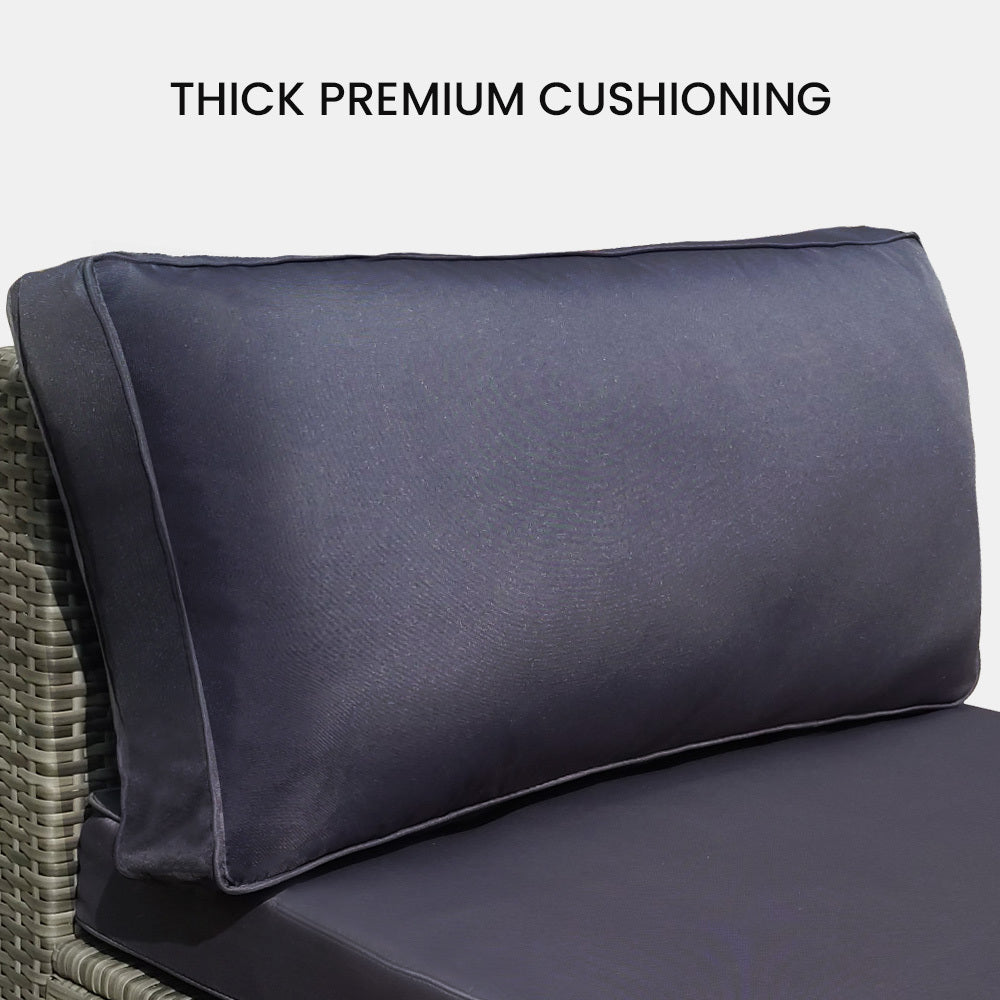 Modular Outdoor Lounge Sofa Set with UV-Resistant Wicker and Cushions, Grey