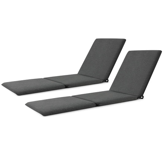 Outdoor Chaise Lounge Cushion with Hook and Loop Fastener-Dark Grey