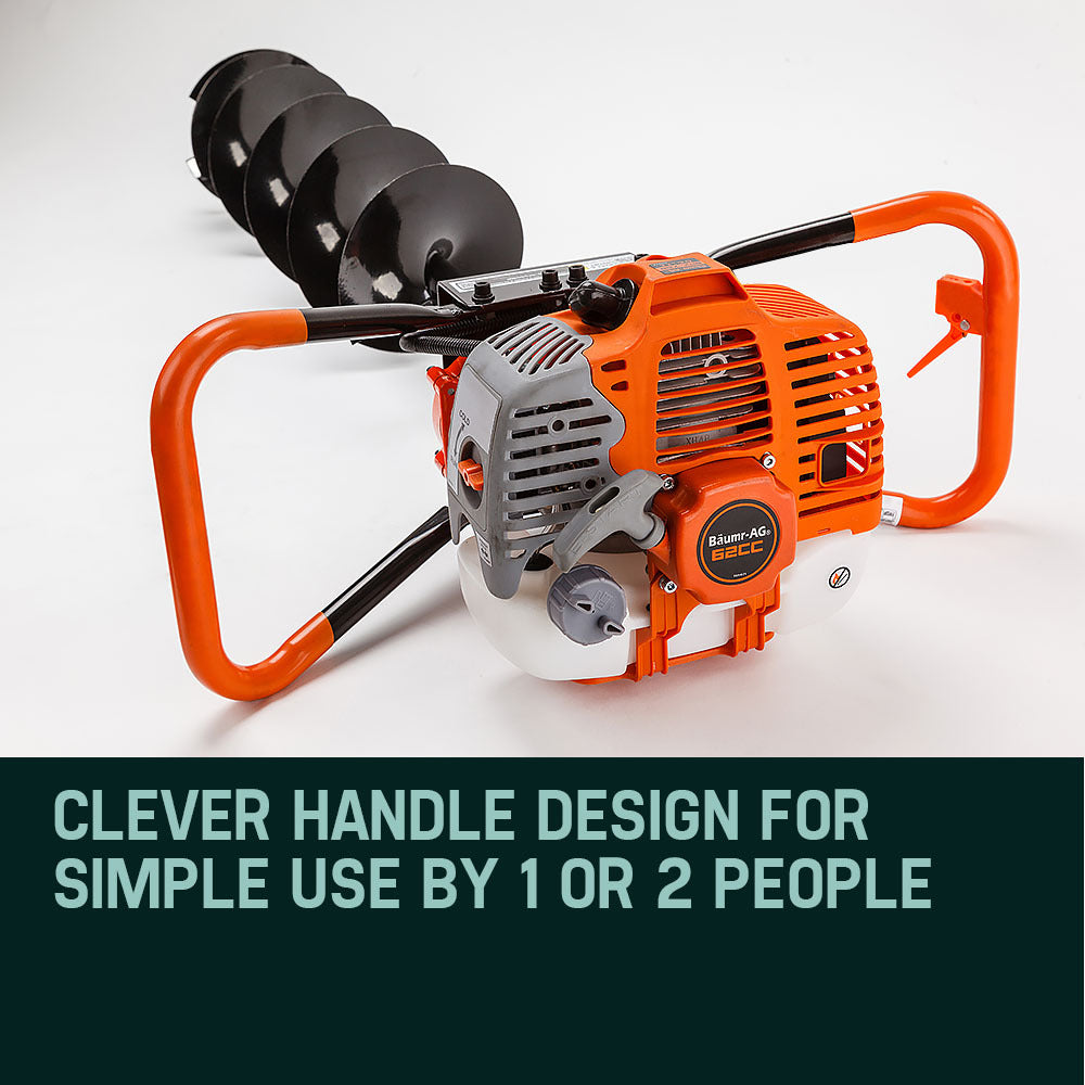 62cc Petrol Post Hole Digger with 1.4m Depth and 20cm Bit Diameter