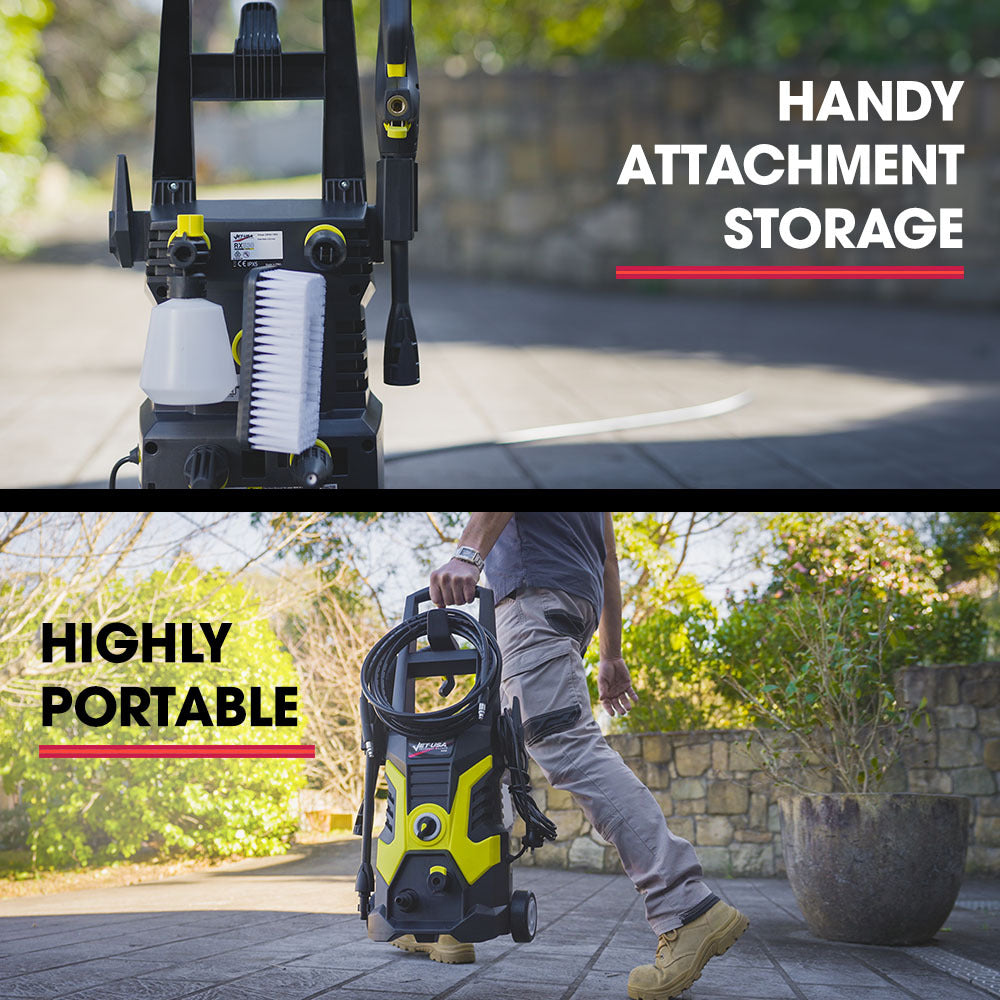 2400 PSI Electric Pressure Washer with 5m Hose, 3 Nozzles, and Detergent Bottle