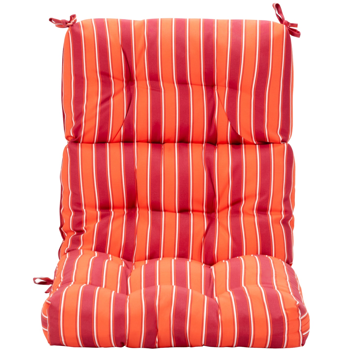 Patio High Back Chair Cushion Chair Seat Pads with Non-slip Rope Belts-Orange & Red