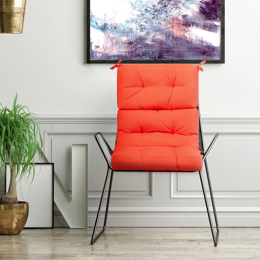 Patio High Back Chair Cushion Chair Seat Pads with Non-slip Rope Belts-Orange
