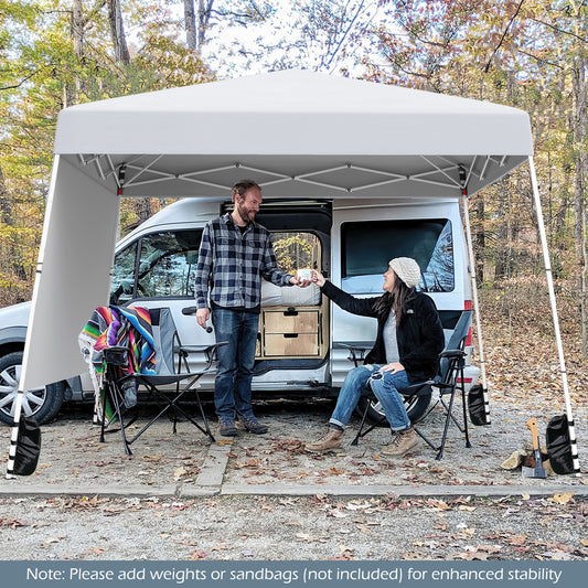 Pop up Canopy Tent with 1 Sidewall for Party Events Camping Picnic-White