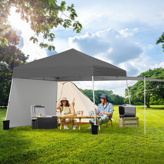 Pop up Canopy Tent with 2 Convertible Sidewalls and UPF50+ UV protection-Grey