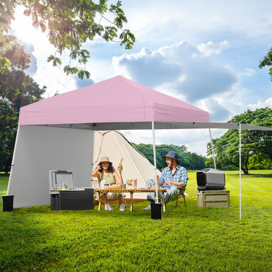 Pop up Canopy Tent with 2 Convertible Sidewalls and UPF50+ UV protection-Pink