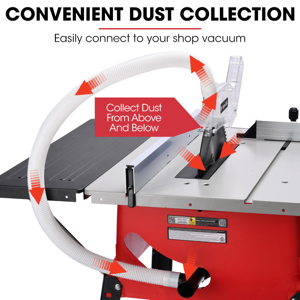 2000W 0.25m Table Saw with Adjustable Bevel, Mitre, and Dust Collection