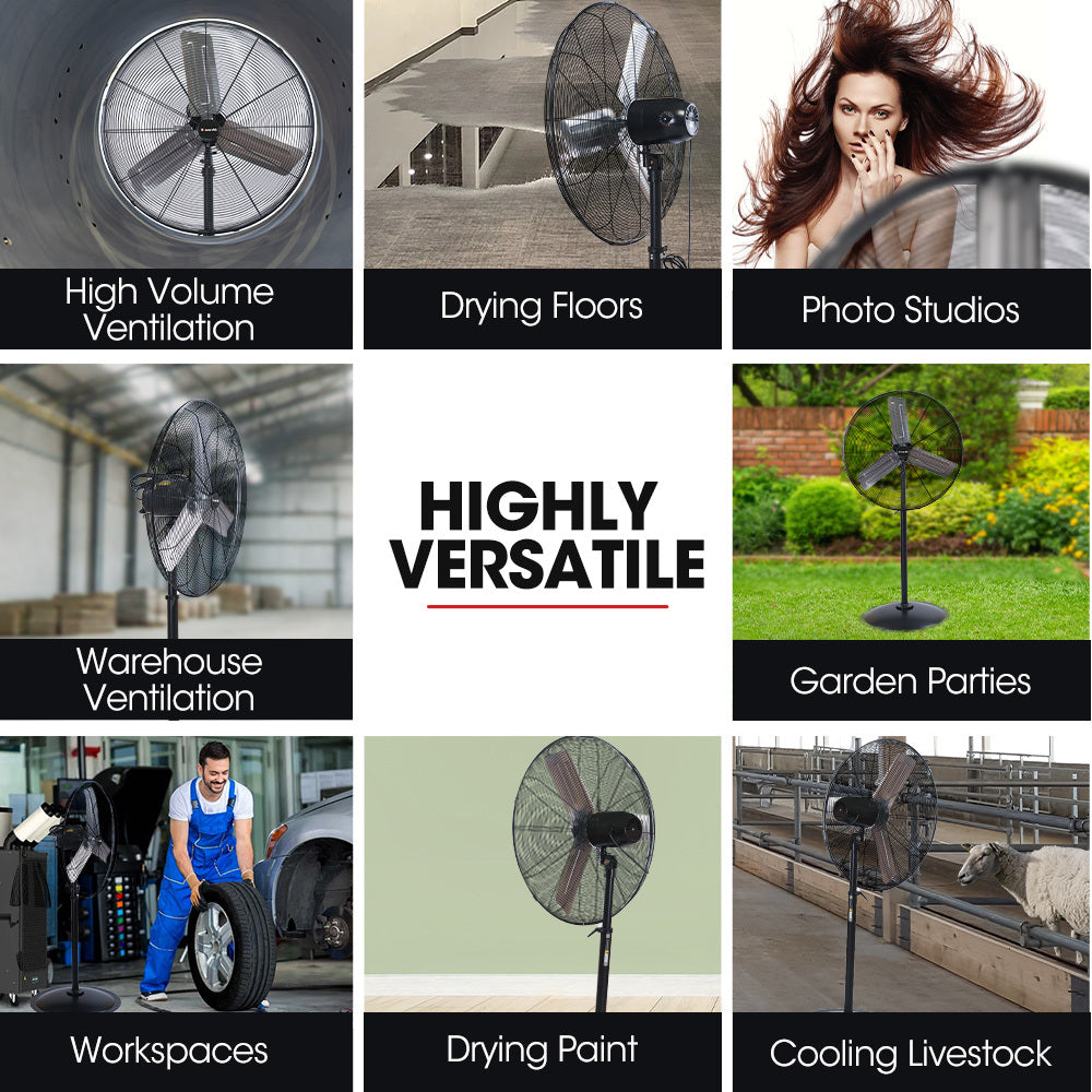30" 0.76m Industrial Fan, 300W, Heavy-Duty, 3 Speeds, High Airflow, EESS Certified