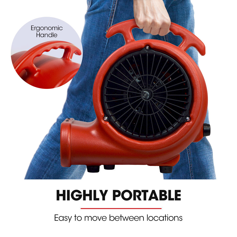 Compact 6.5kg Carpet Dryer Air Mover Blower Fan, 3-Speed, 800CFM, Commercial/Home