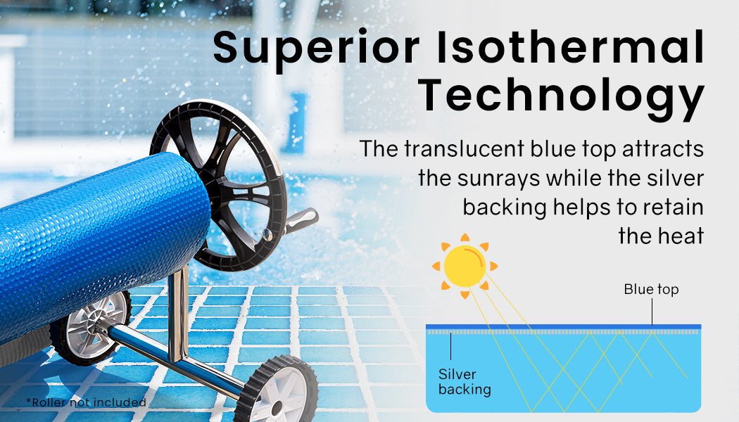 10x4.7m Solar Pool Cover with Blue/Silver Isothermal and SmoothCell Design