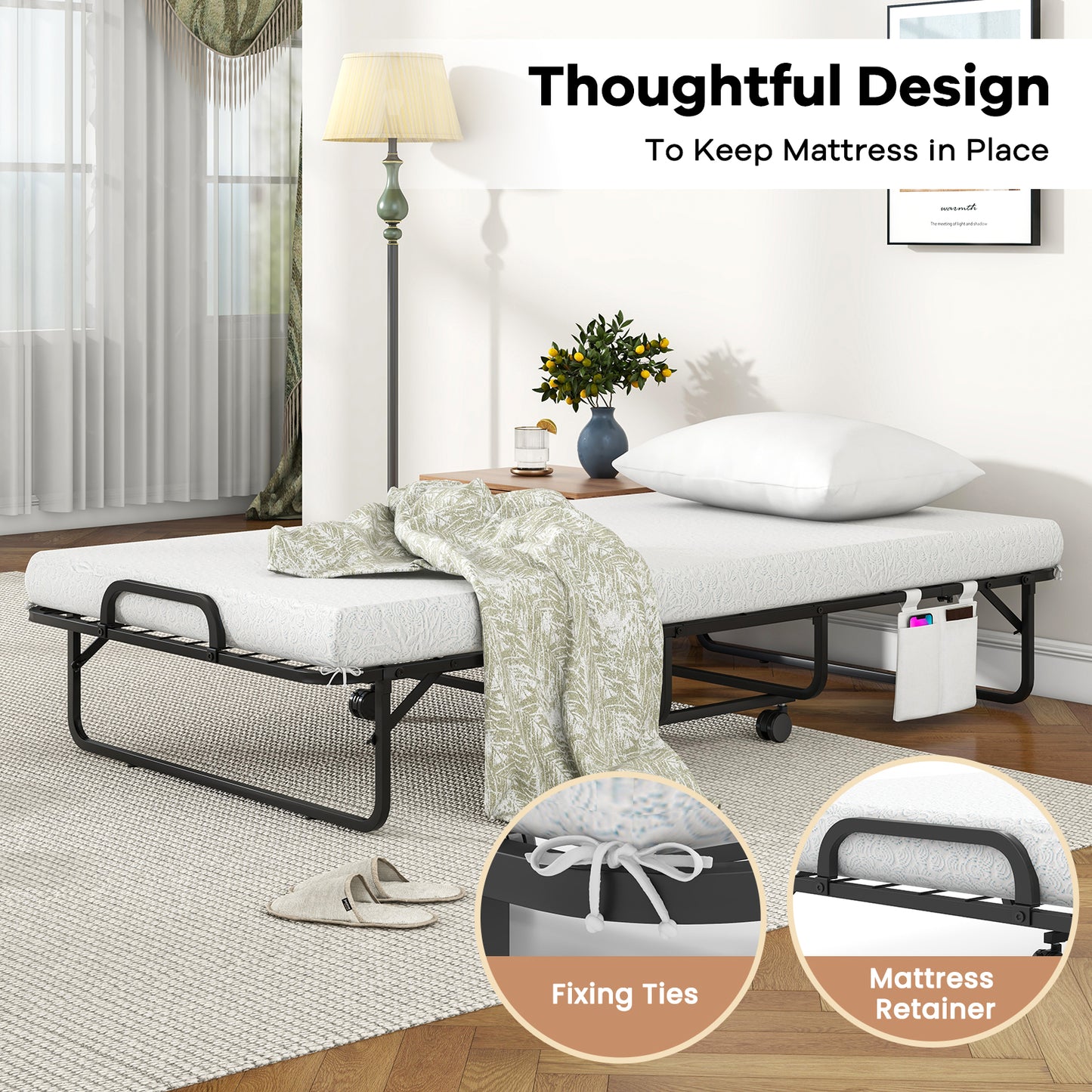 (with Pillow) 190 x 97 cm Rollaway BedSingle Size Folding Bed