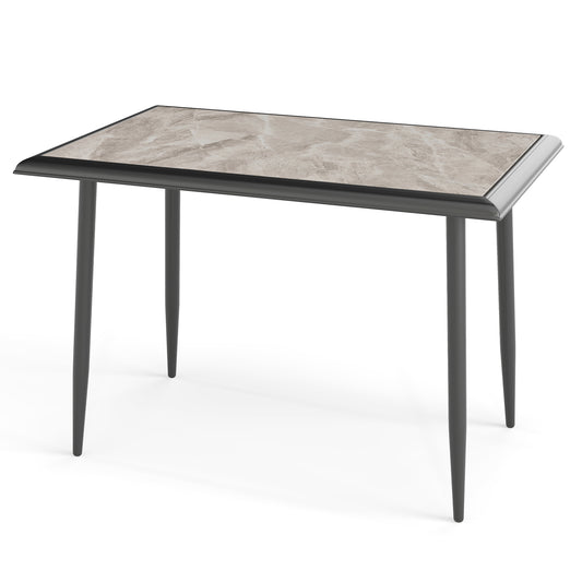 Sintered Stone Dining Table Rectangular Kitchen Table with Metal Frame-Grey