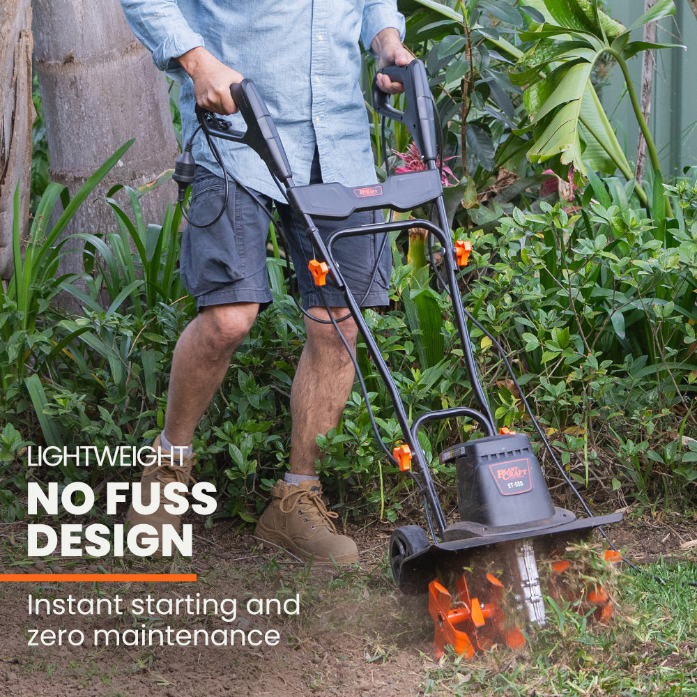 Electric Garden Tiller & Cultivator, 1400W, Adjustable Depth, 6 Tines, 0.15m Wheels