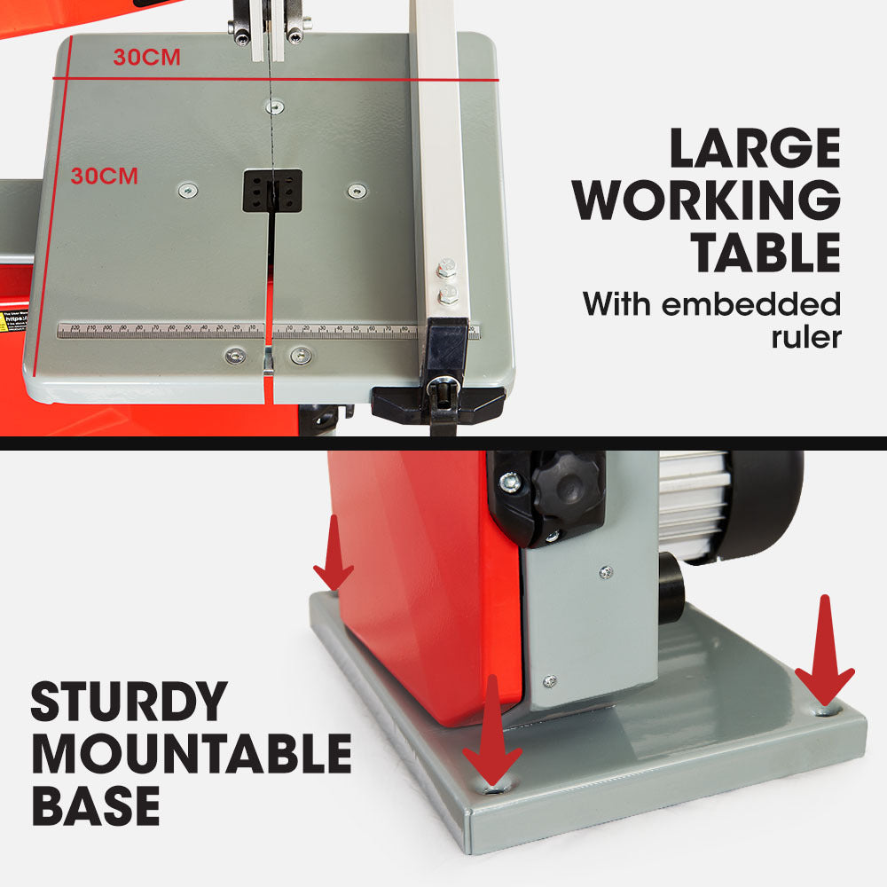 500W Benchtop Bandsaw with 0.115m Cutting Depth and Adjustable Table