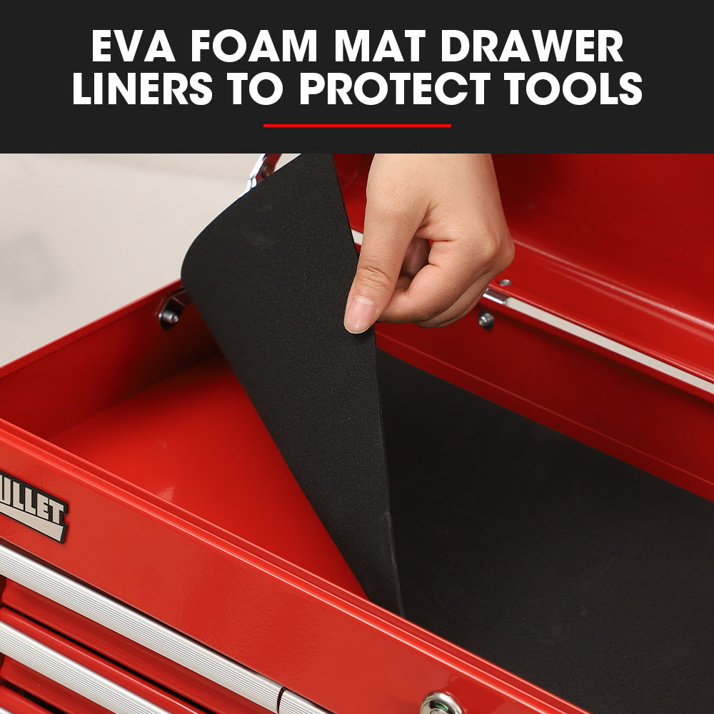 Red 9-Drawer Tool Chest with Lock & EVA Lined Drawers, 0.23m Steel Toolbox