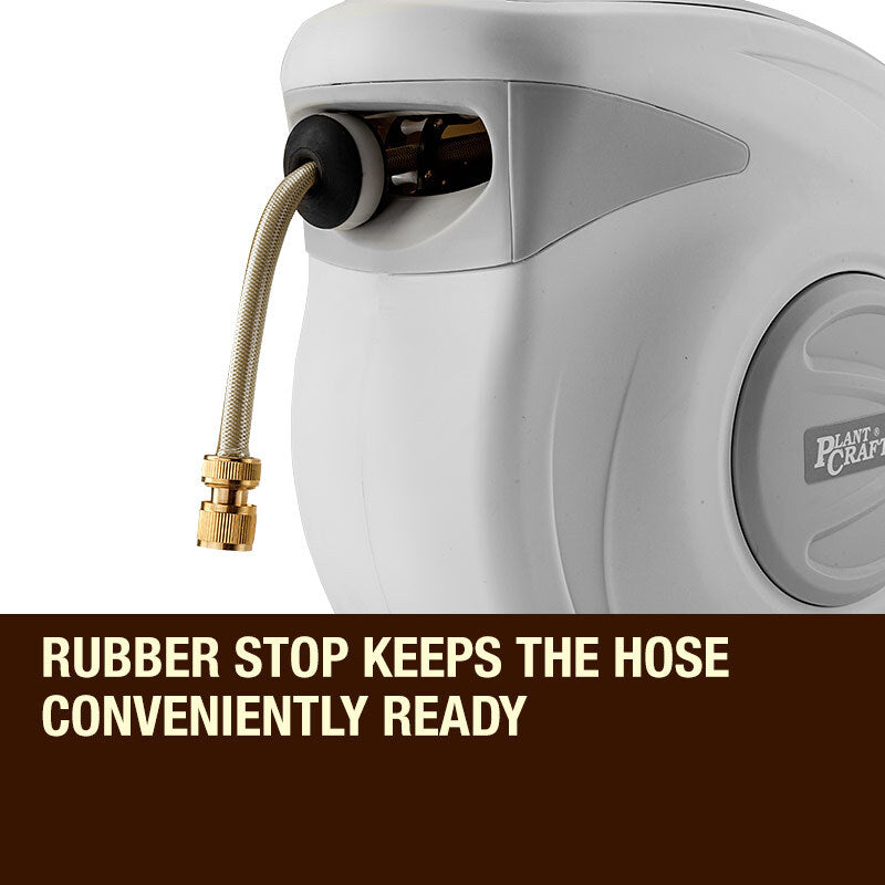 30m Retractable Garden Hose Reel with Brass Fittings and 180° Swivel Mount