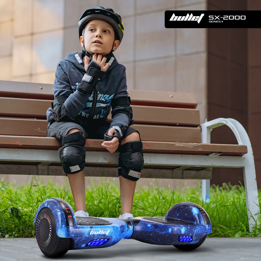 SX-2000 Hoverboard Scooter, 500W Brushless, Superior Self Balancing System, UL Certified, LED Lights, Blue Galaxy