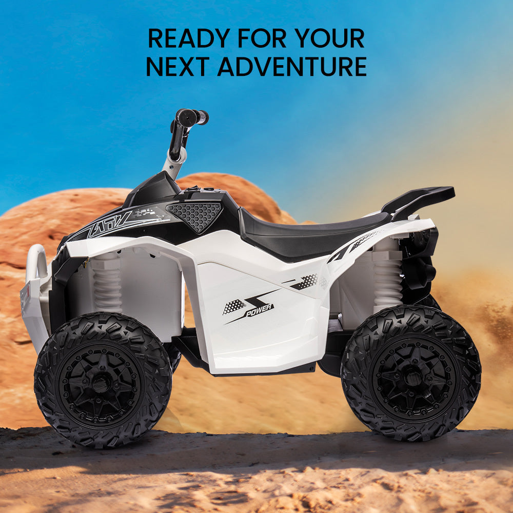 Electric Ride-On Quad Bike ATV Toy Car for Kids, White - 3km/h, 0.5m Height