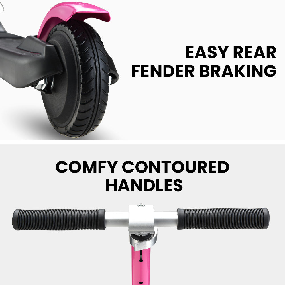 Foldable Electric Scooter for Kids, Adjustable Height, 12km/h, Pink, Ages 5-11