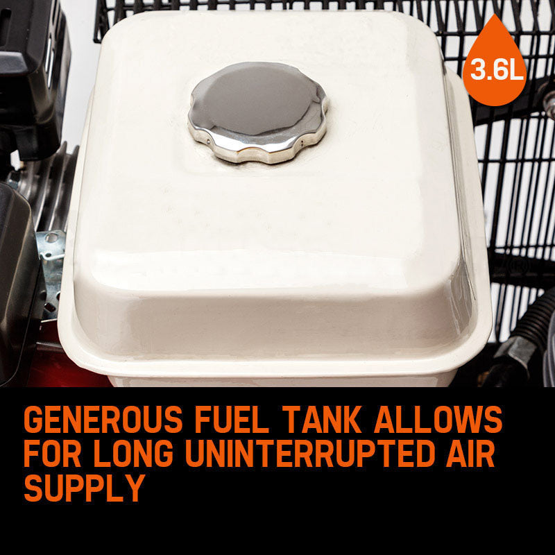 115PSI 120L 8HP Petrol Air Compressor with Tri-V Piston Design