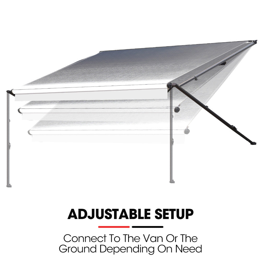 20m x 2.4m Retractable Caravan Awning, Durable Vinyl & Aluminium Frame