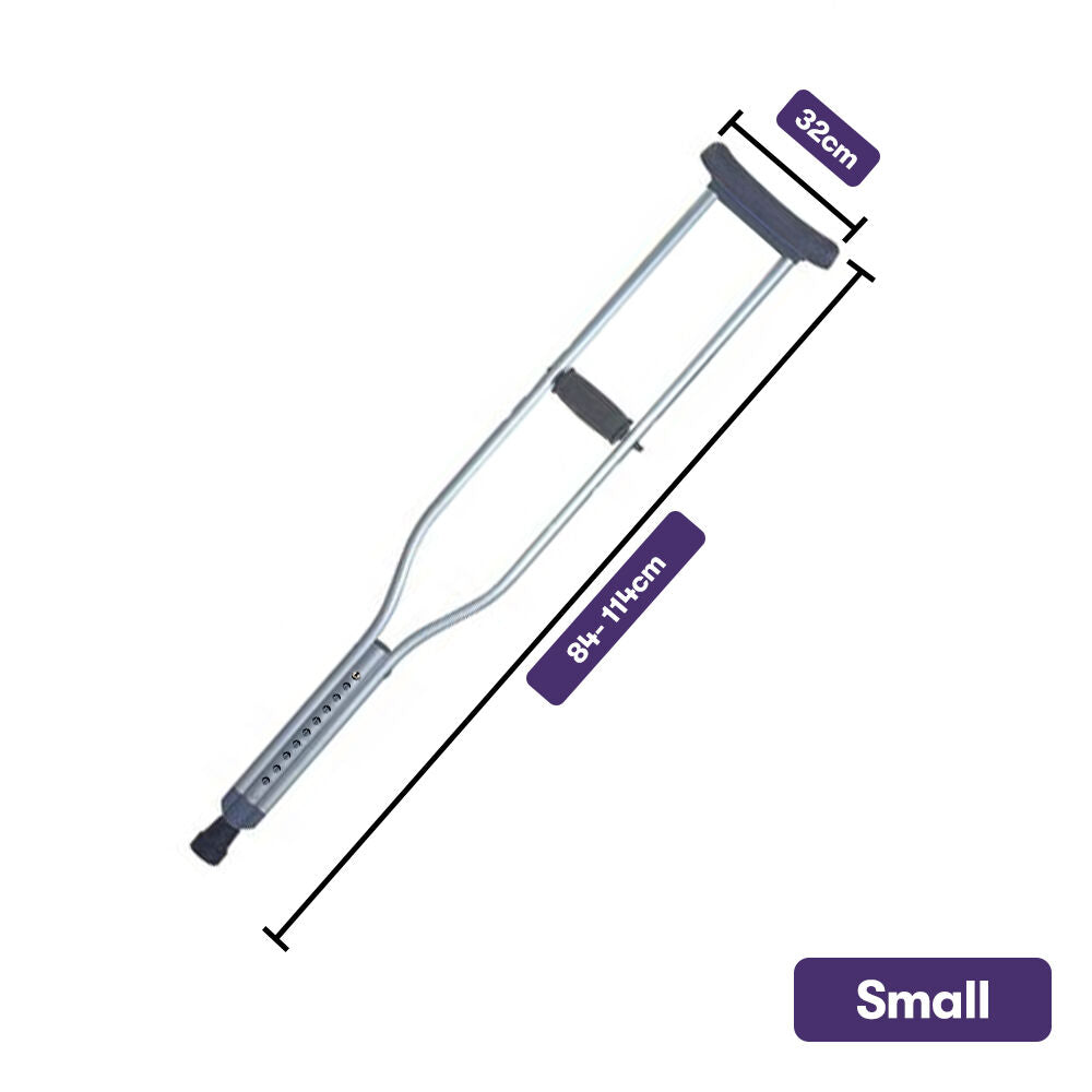 Small Adjustable Underarm Crutches, Lightweight Aluminium Walking Aid