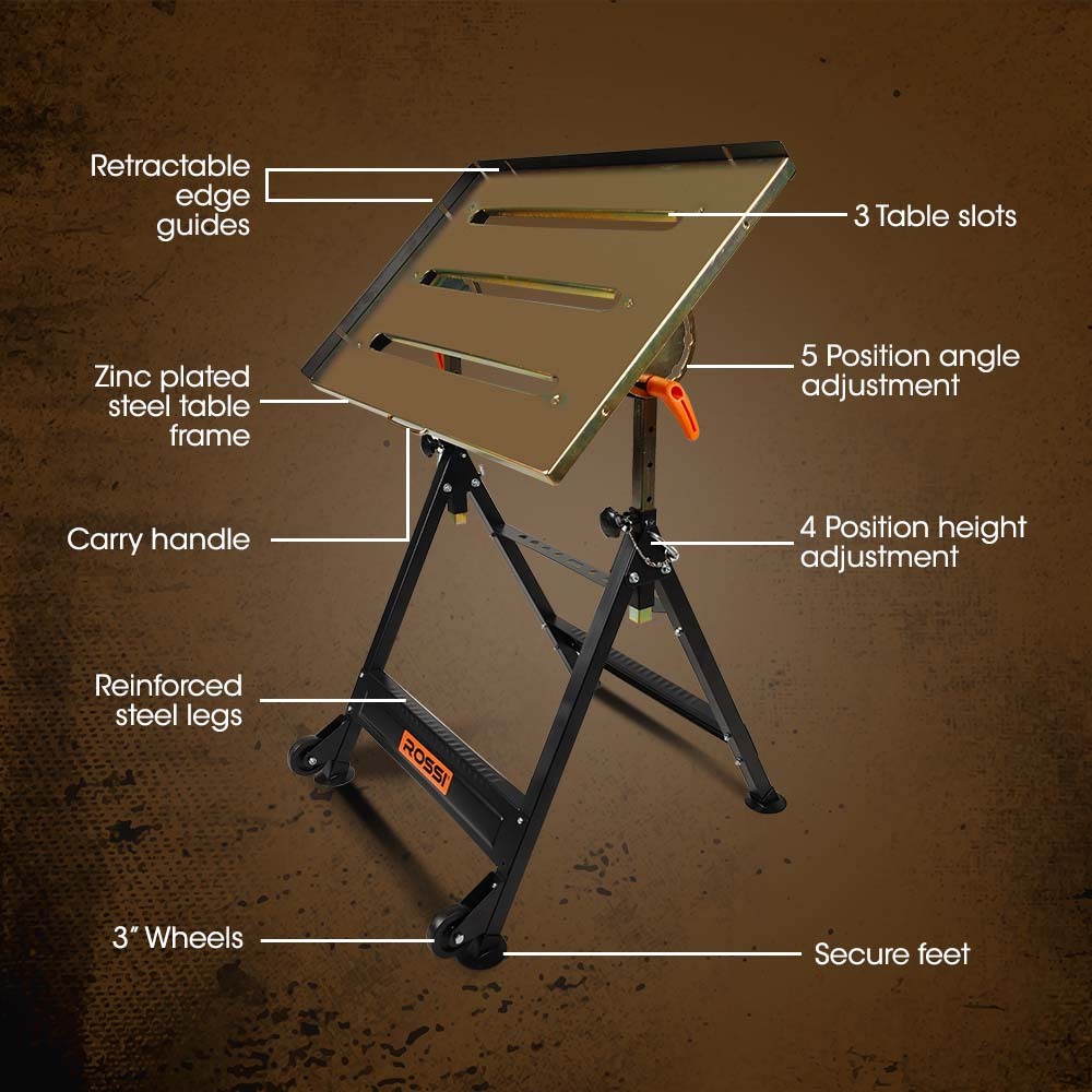 Adjustable Welding Table 150kg Capacity, Height & Angle Adjustable, Corrosion Resistant