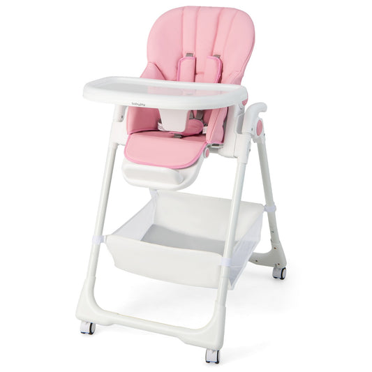 Convertible Infant Dining Chair with 7 Height for Babies and Toddlers-Pink