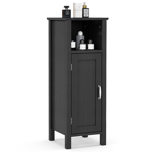 Compact floor cabinet expands household storage vertically while saving valuable floor space