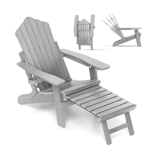 All-Weather HIPS Patio Adirondack Chair 180kg Loaded-Grey
