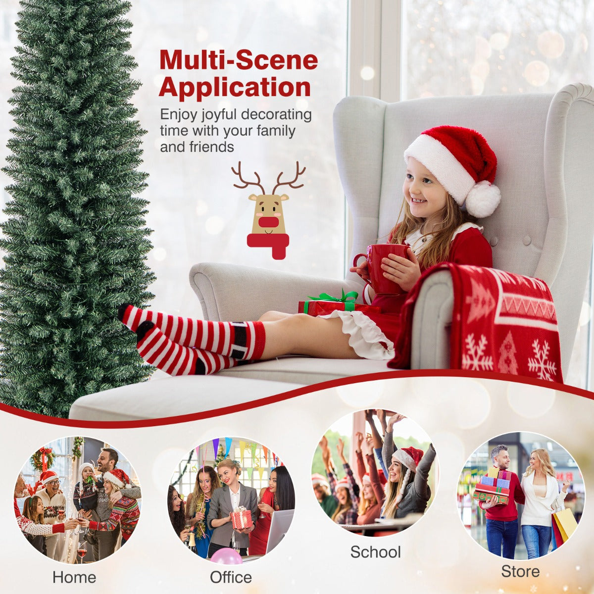 Fluffing the simulated branches creates a fuller appearance for parties and holiday ceremonies