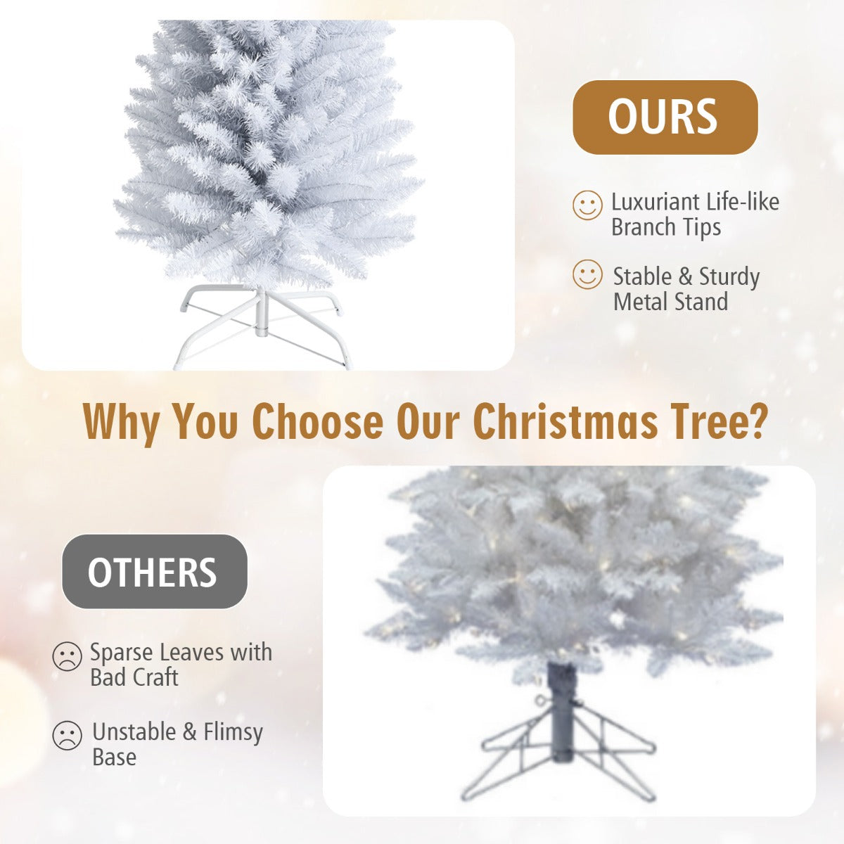 Costway 1.5M Artificial Pencil White Christmas Tree