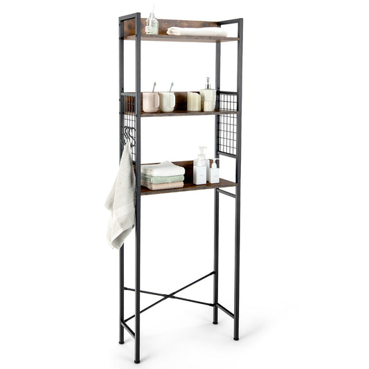 Costway 3-Tier Over-The-Toilet Storage Rack with Detachable Hooks