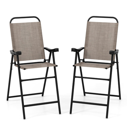 Costway 2-Piece Patio Bar Chair Set with Metal Frame and Footrest