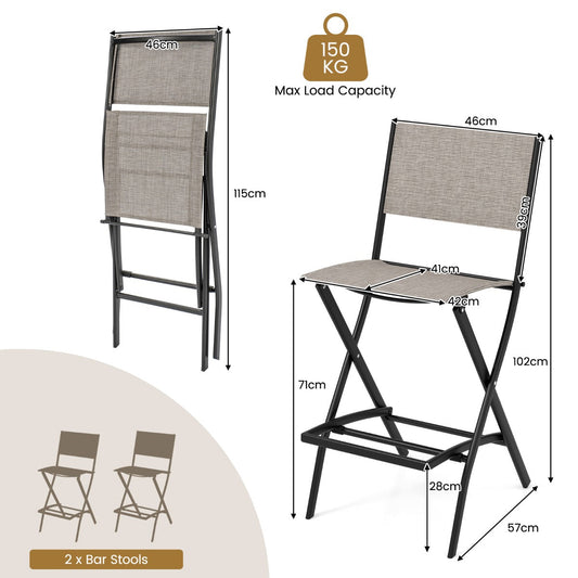 Portable patio bar stools with fade-resistant, tear-resistant fabric and 150 kg weight capacity