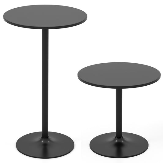 101-56 cm Round Bistro Cocktail Tall Coffee Table High Top Pub Table-Black-2 Pieces