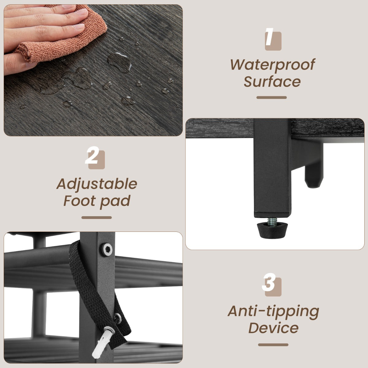 Costway Wine Rack Table with Power Outlets for Kitchen Dining Room-Grey